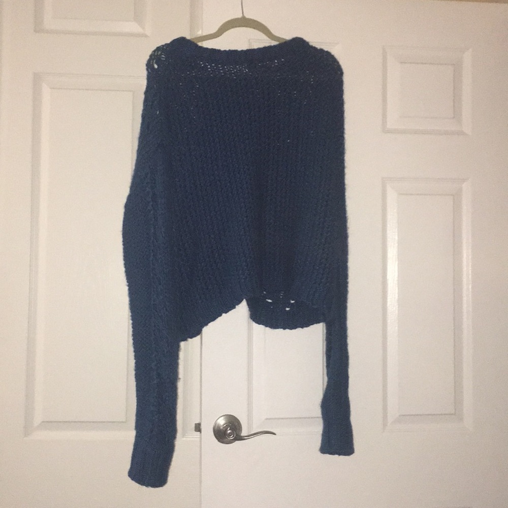 Blue Knit OverCoat - Picture 2 of 4